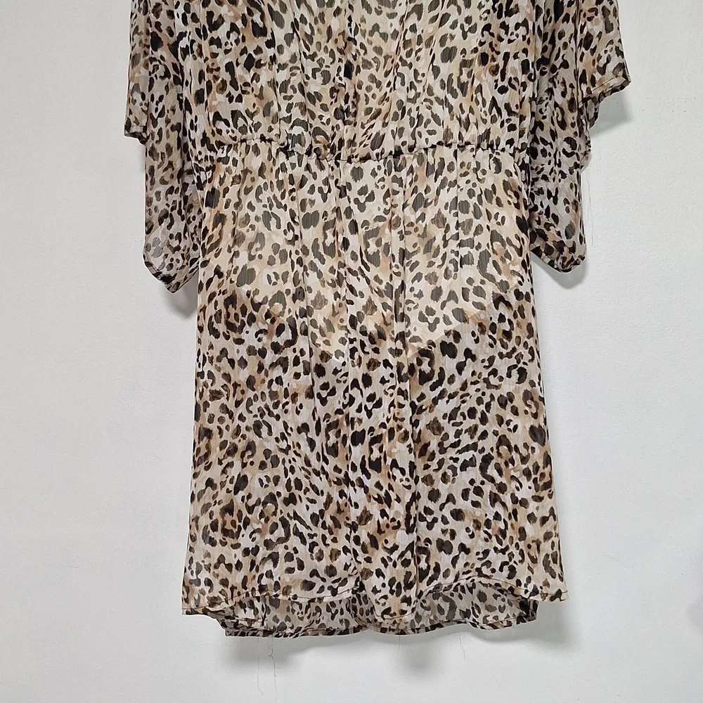 Time and Tru Leopard Print Semi Sheer Swim Coverup